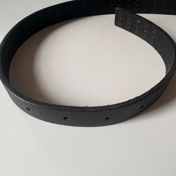 AllSaints Genuine Leather Belt Black Textured Studded Size Medium Made in Italy main image 7
